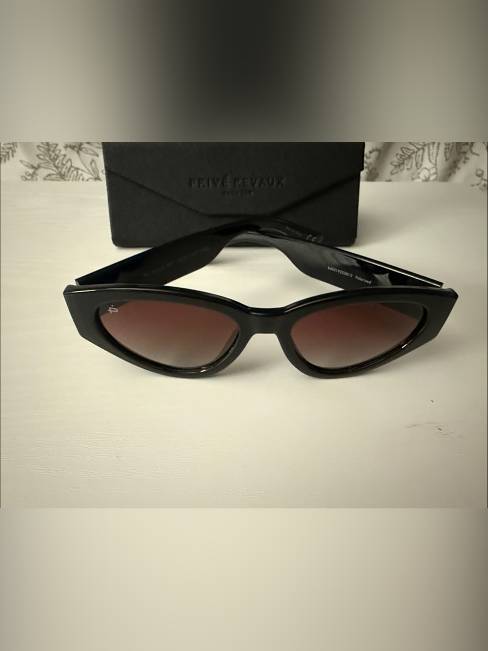 Prive Revaux Black Cat-Eye Sunglasses with Brown Gradient Lenses